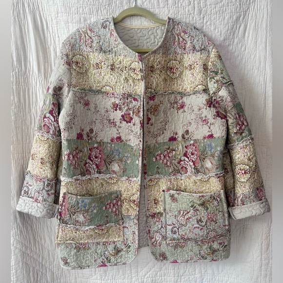 Handmade Jackets & Blazers - Heirloom Rose #1 - Handmade Quilted Jacket